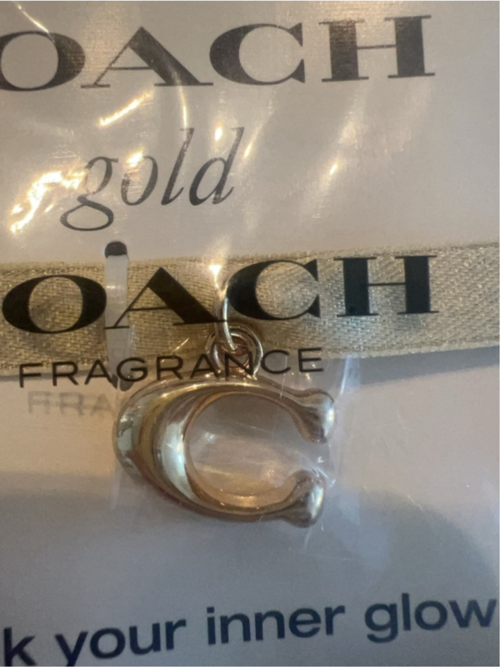 NEW Coach Gold-tone Charm Pendant + Black/brown Luggage Tag Mini Bag Charm FIRM - Picture 5 of 6